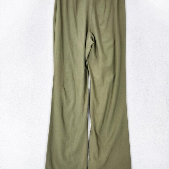 Piazza Sempione Pants Womens 26 Olive Wide Leg Mid Rise Wool Blend Made in Italy - Picture 8 of 12
